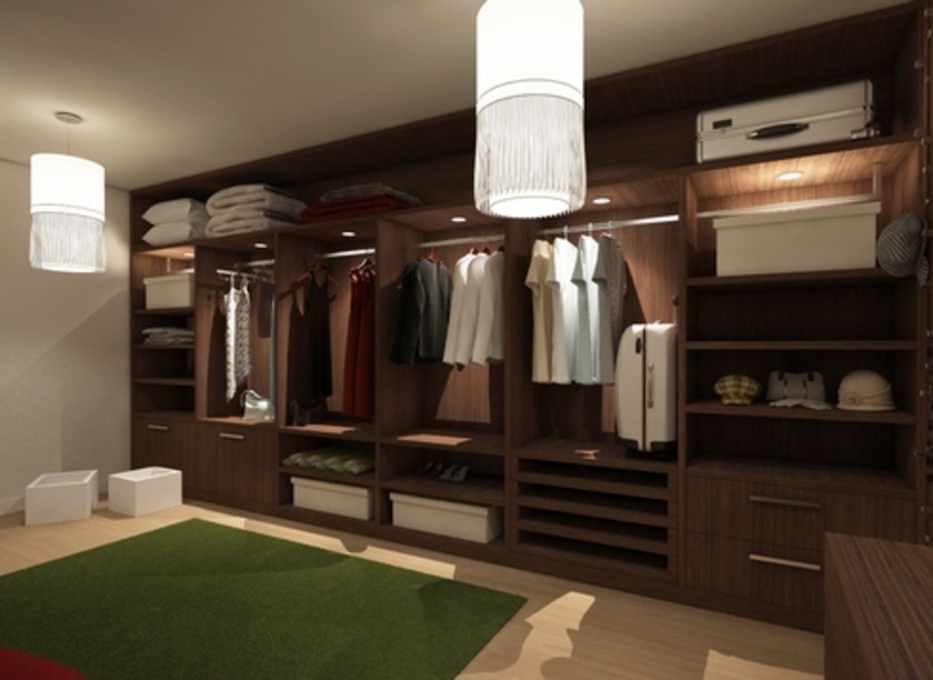 Классическая гардеробная комната из массива с подсветкой Набережные Челны